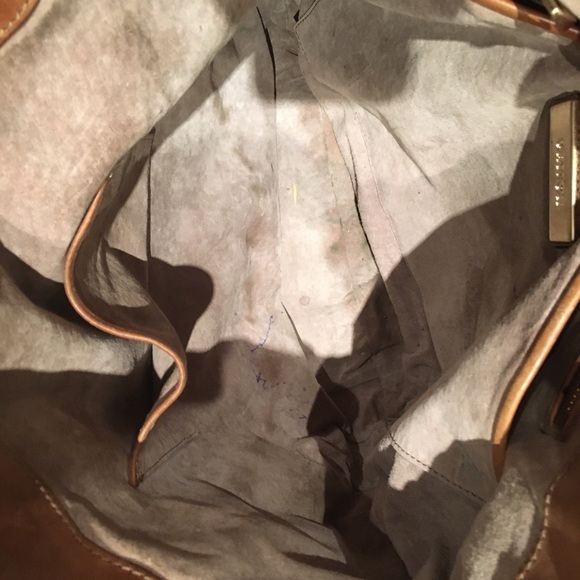 ❤️Gryson Brown Leather Handbag Tote Canvas Large - Picture 7 of 7